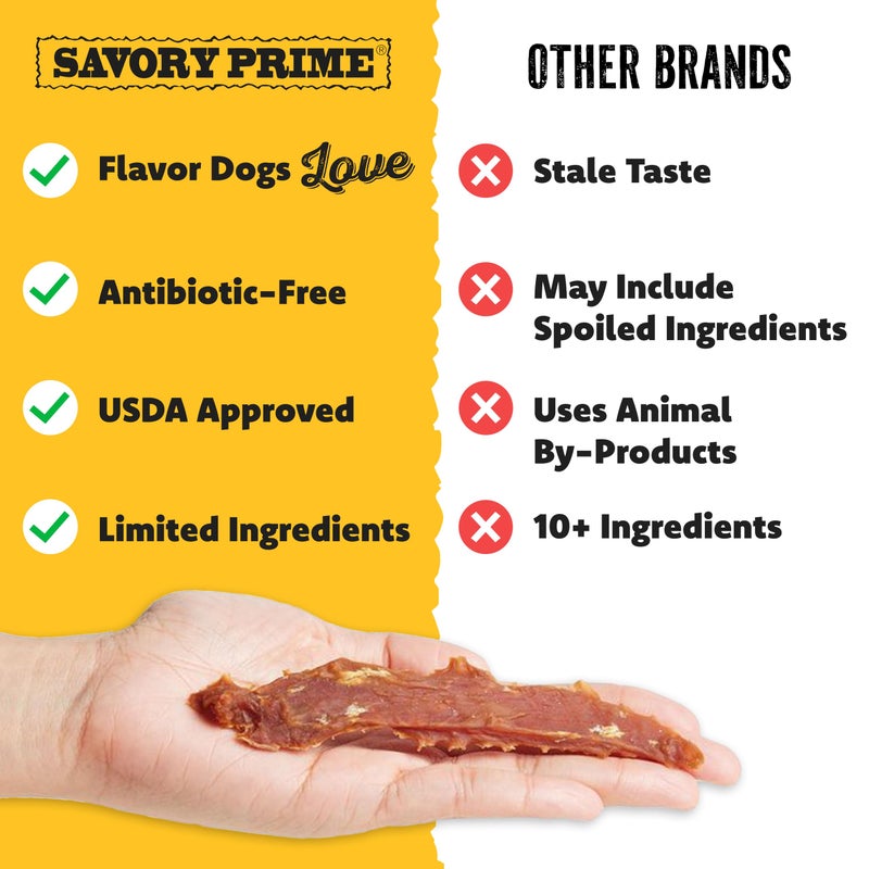 Savory Prime Duck Jerky Dog Treats, Made with 100% Real Duck Breast, Farm Raised, Healthy, Easily Digestible, High Protein, Satisfies Dog's Urge to Chew, 8 Ounce (Pack of 1) - Image 3